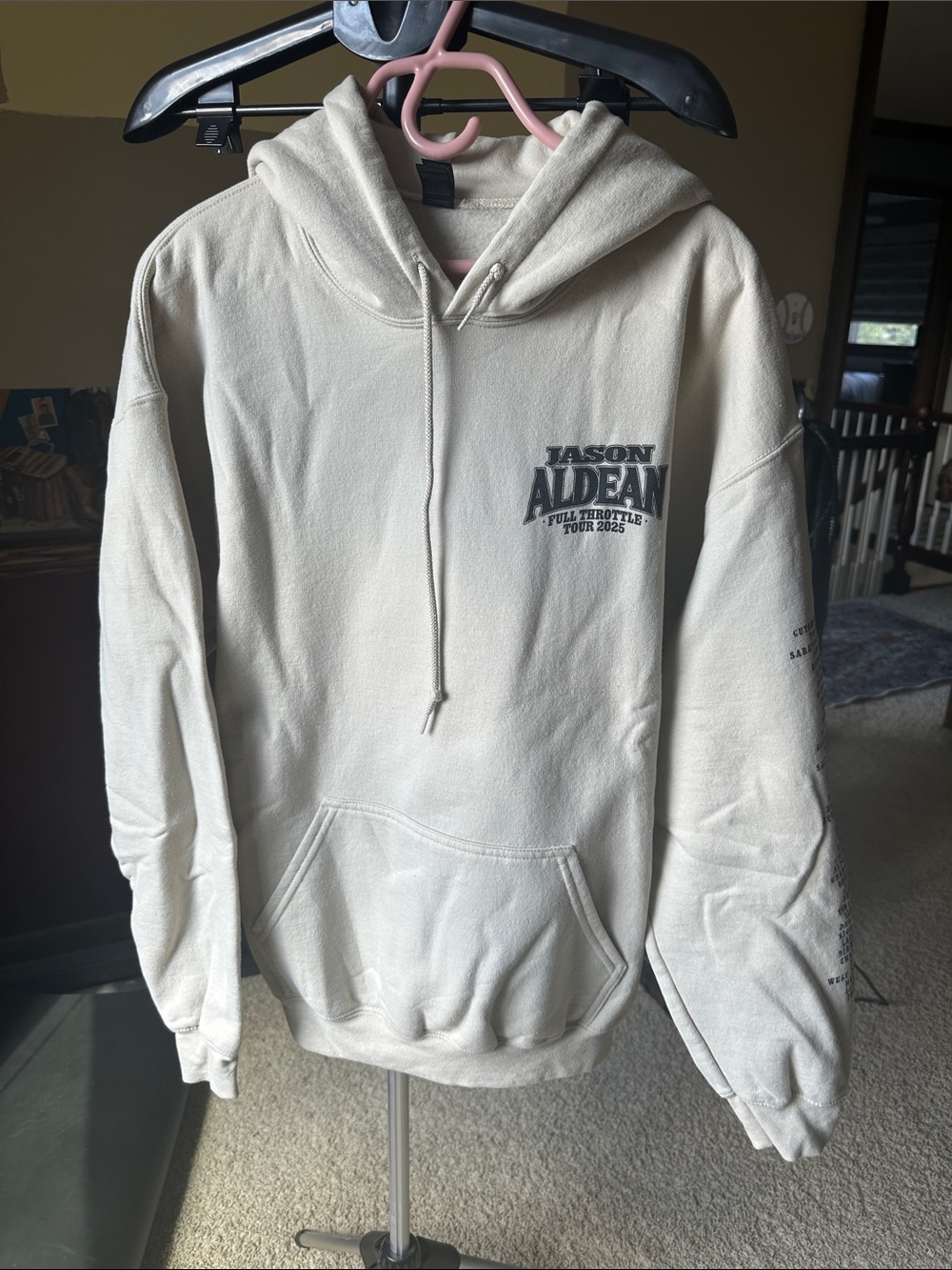 Jason Aldean Cream Zip-Up Hooded Sweatshirt